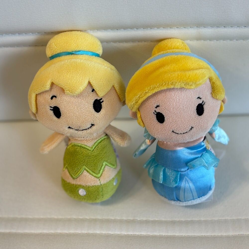 Disney Itty Bittys Tinker Bell Cinderella Plush Lot of 2 Hallmark Mini Dolls